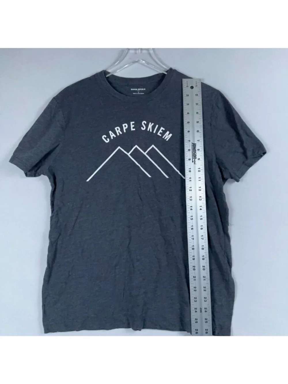 Banana Republic T-Shirt Mens Size Large Gray Carpe Skiem Graphic Crew neck